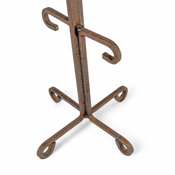 Vintage Wrought Iron Mug Holder  Metal Coffee Cup Stand Rustic 16" x 8" Holds 4 - Picture 3 of 16